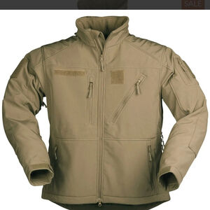 Mil-Tec Men's Softshell Jacket Dark Coyote Tan Tactical Outdoor Jacket LARGE NEW